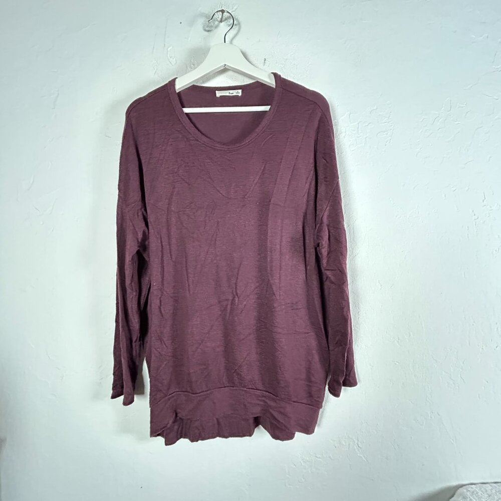 Wilfred Free Women’s Medium Burgundy Long Sleeve Tunic Top Casual Scoop Neck